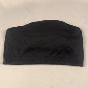 Champion Womens Ribbed Tube Top Black Bandeau Logo Patch XL W6028 NEW